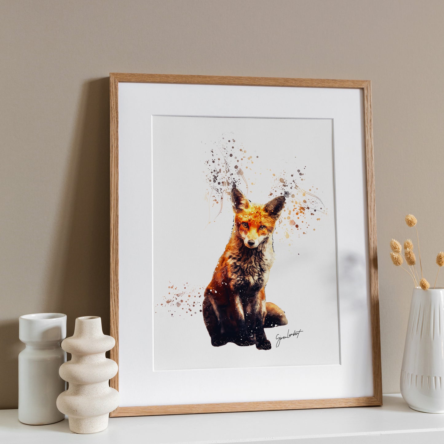 Fox Portrait Splatter Style Artwork Fine Art Print (Unframed)