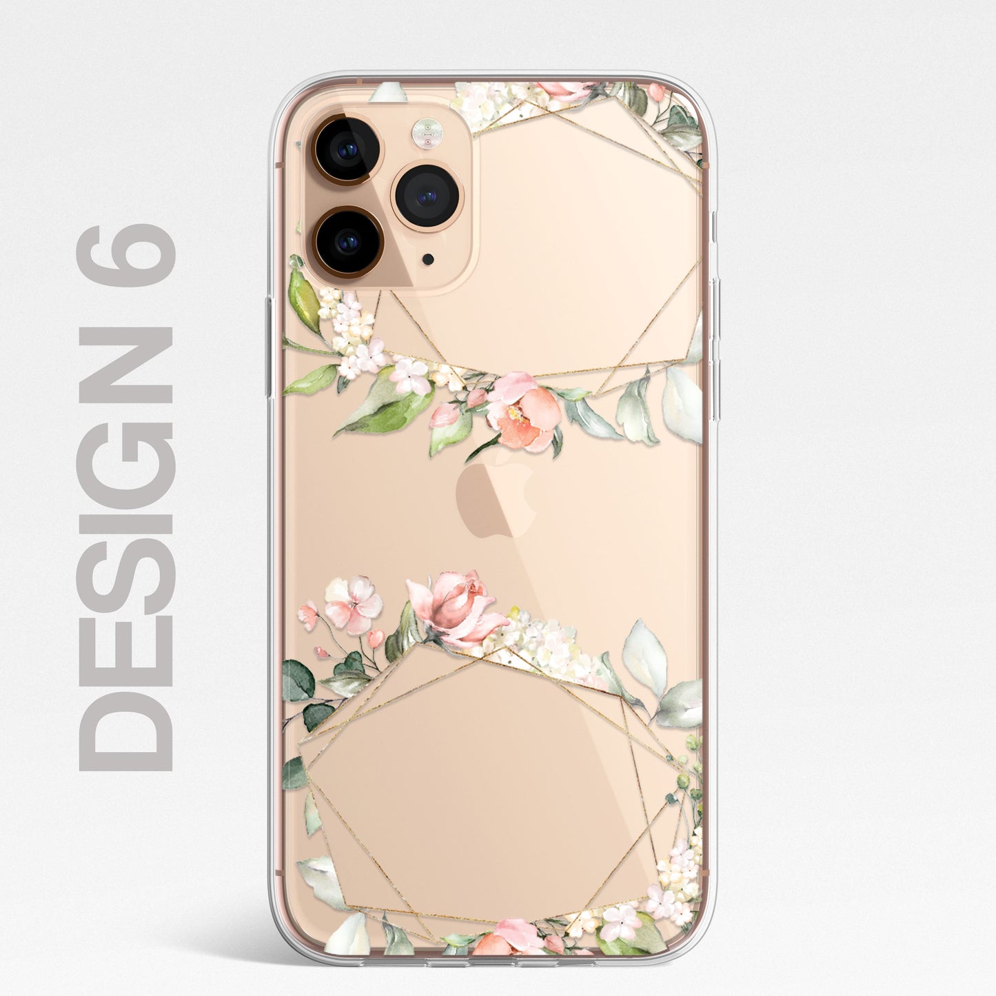 Silicone CLEAR Phone Case Cover Pretty Floral Flowers English Roses Vintage Carnations Gold iPhone 11 12 XR Max Plus Pro Samsung Galaxy