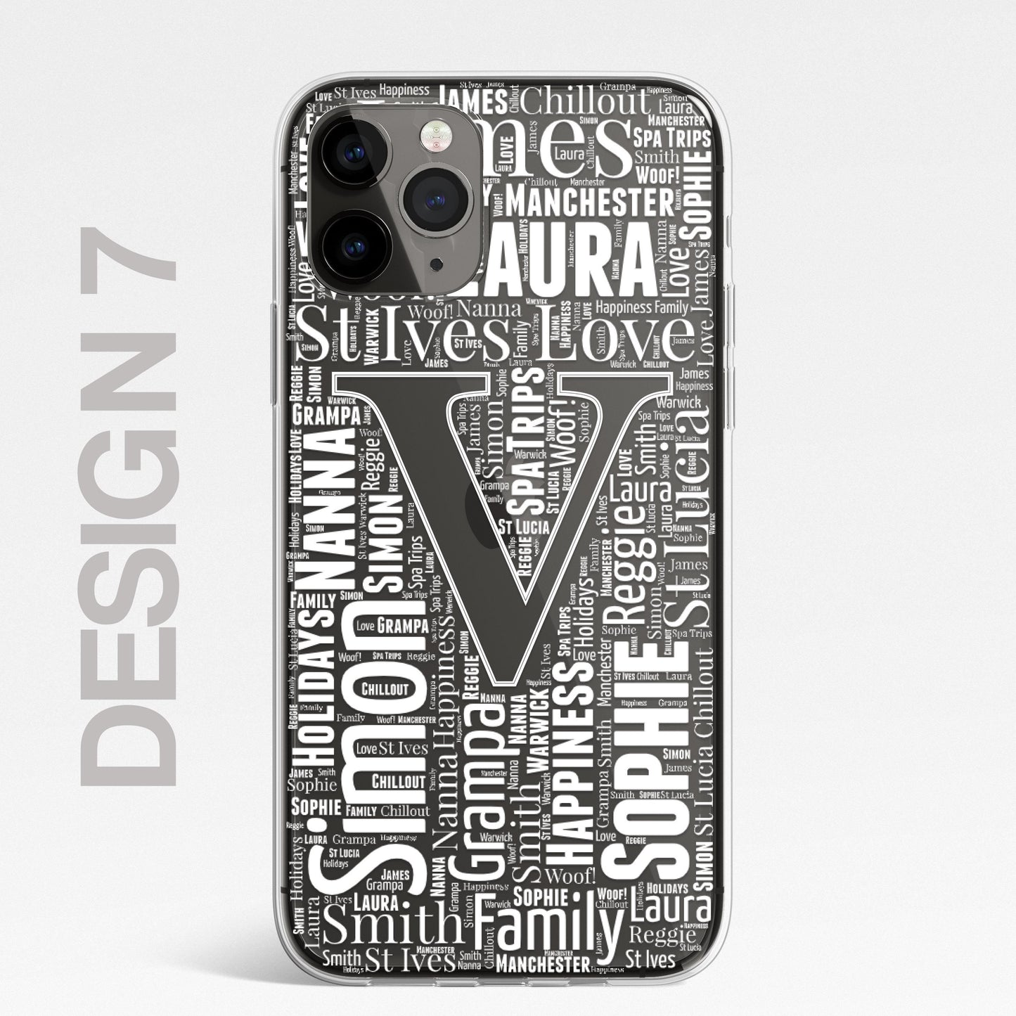Personalised Initials Custom Silicone CLEAR Phone Case Cover Monogram Word Art Pretty Gold iPhone 11 12 XS XR Plus Pro Samsung Galaxy