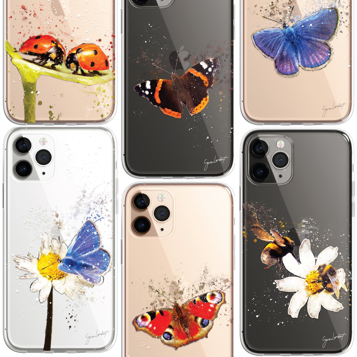 Insects Butterfly Case Splatter Art CLEAR Phone Cover Case for iPhone 14 13 12 +