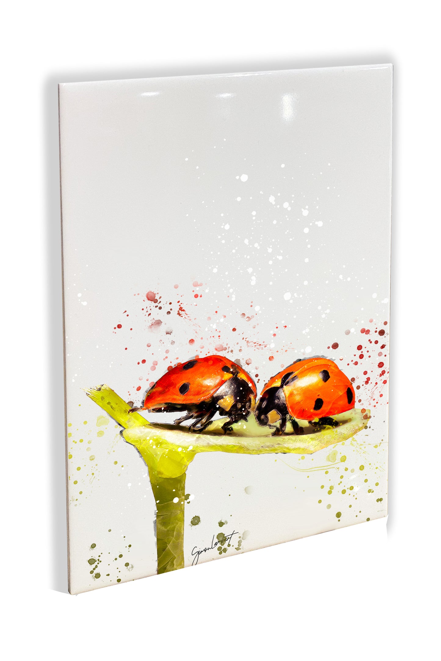 Ladybird Portrait Brush Splatter Style Artwork - Framed CERAMIC TILE Art