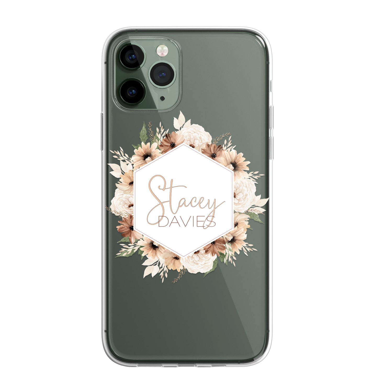 Personalised Floral Autumn Custom CLEAR Cover Case Flower for iPhone 14 13 12
