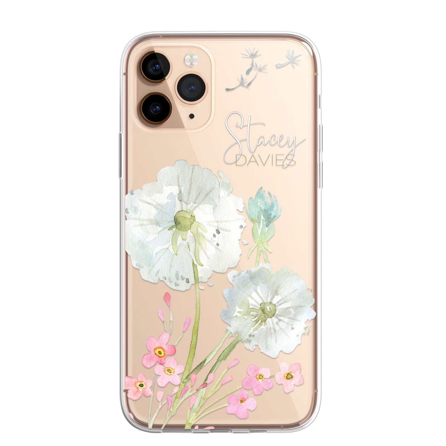 Personalised Floral Dandelions Custom CLEAR Cover Case Flower for Samsung S21 S2
