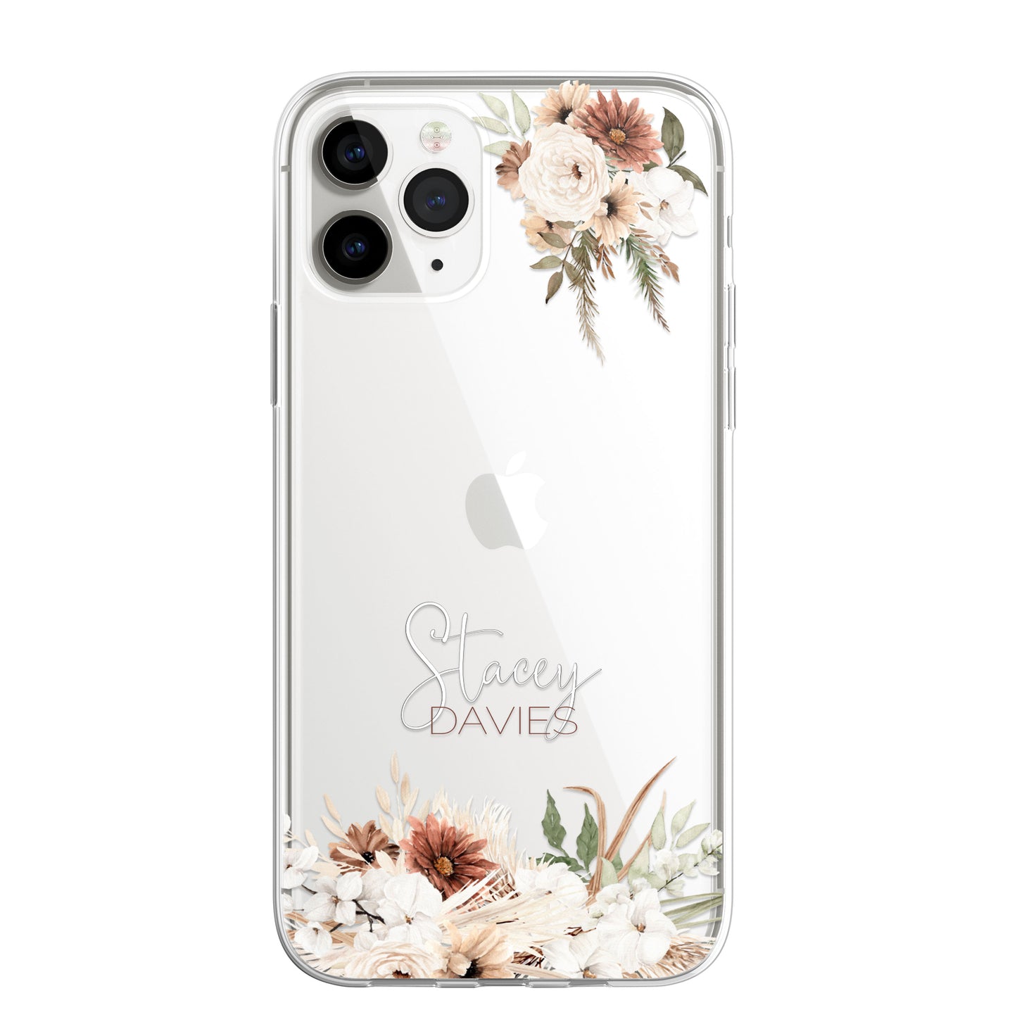Personalised Floral Autumn Custom CLEAR Cover Case Flower for iPhone 14 13 12