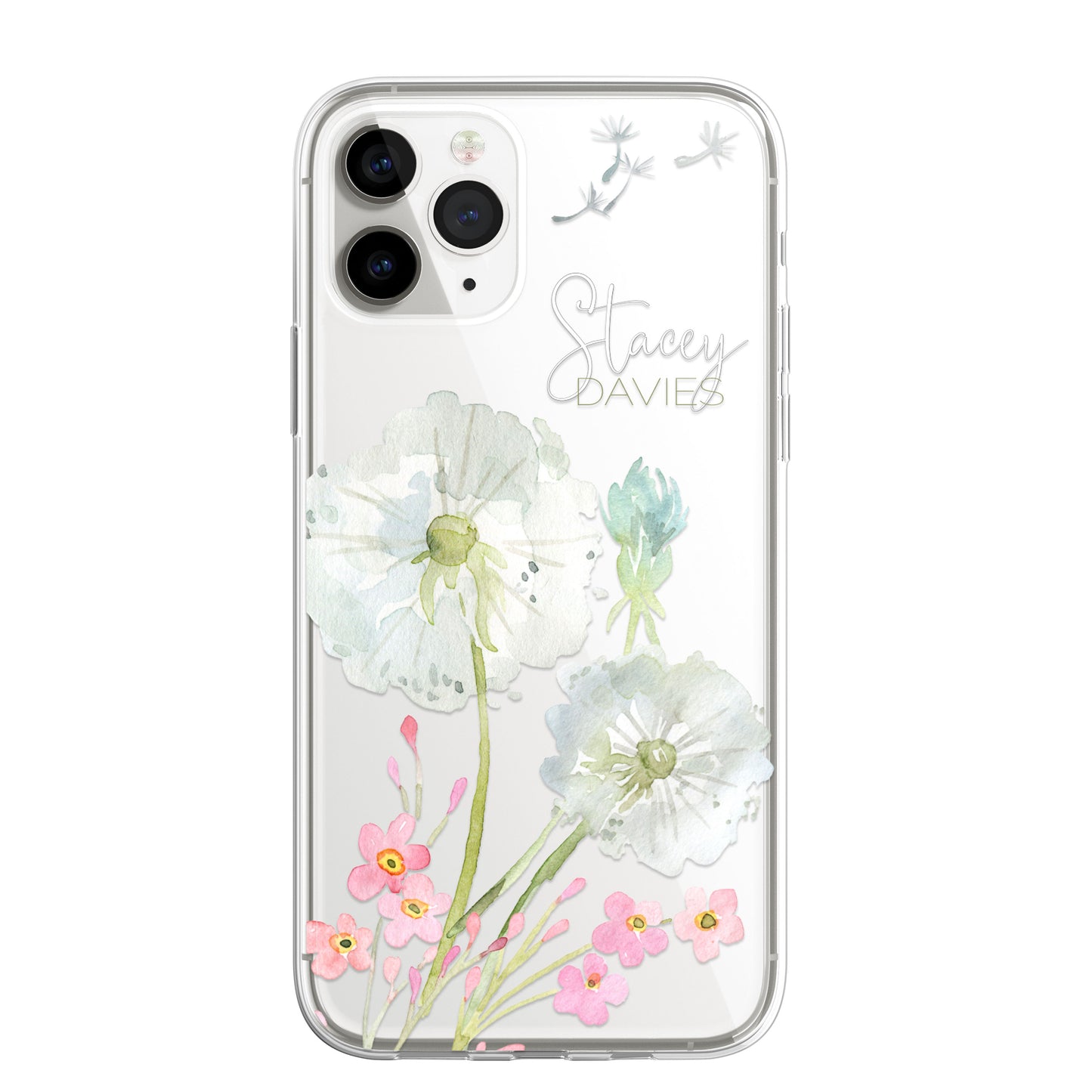 Personalised Floral Dandelion Custom CLEAR Cover Case Flower for iPhone 14 13 12