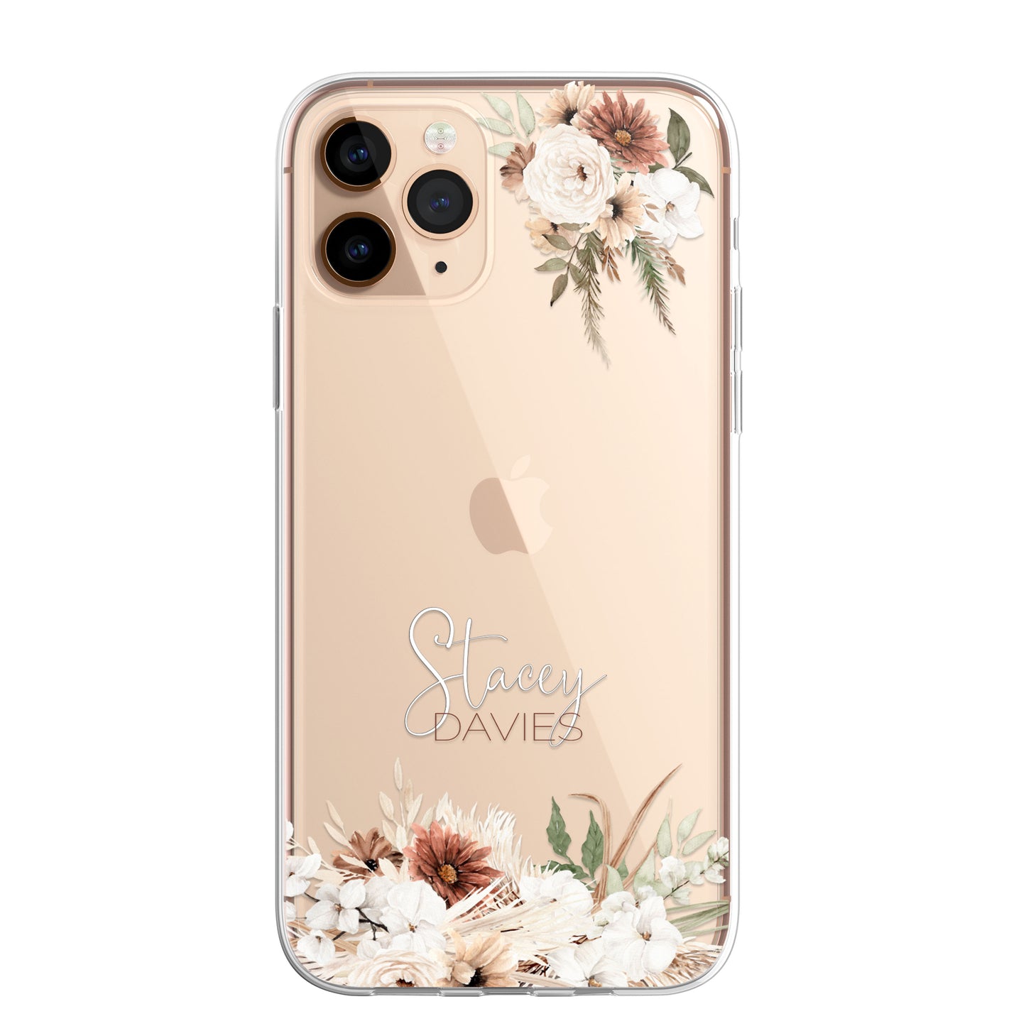 Personalised Floral Autumn Custom CLEAR Cover Case Flower for Samsung S21 S22