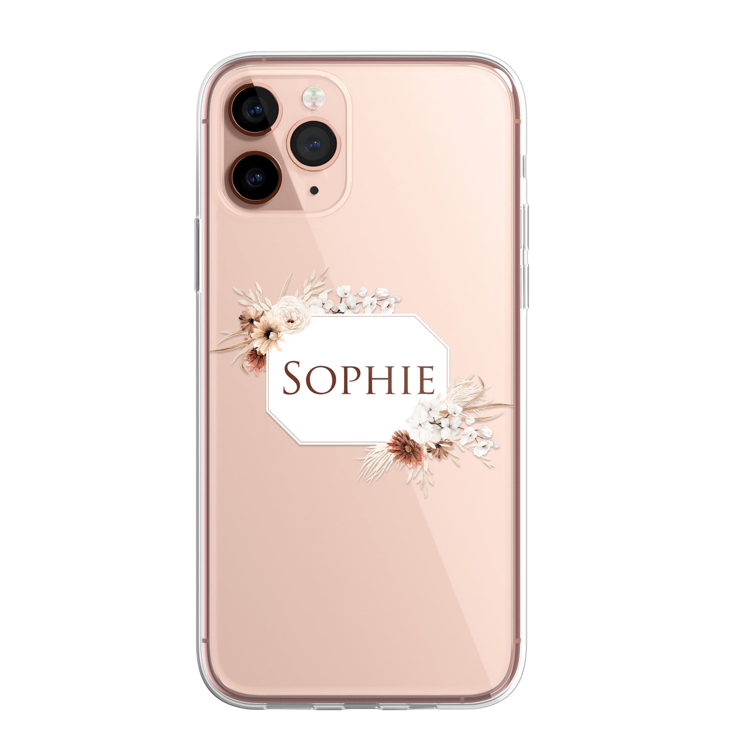 Personalised Floral Autumn Custom CLEAR Cover Case Flower for iPhone 14 13 12