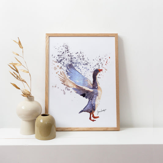 Goose Portrait Splatter Style Artwork Fine Art Print (Unframed)