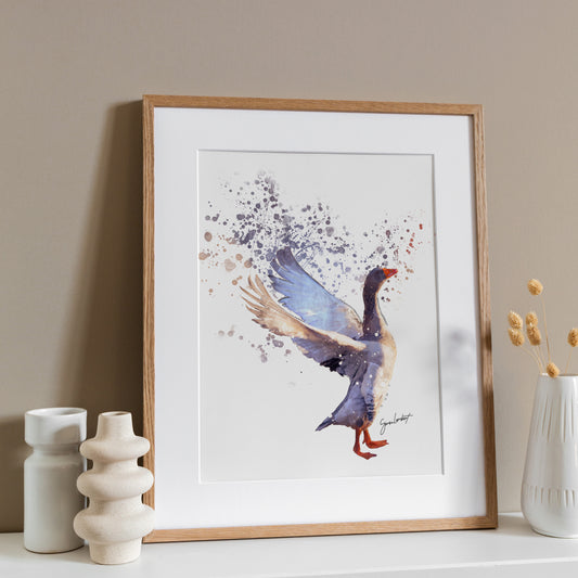 Goose Portrait Splatter Style Artwork Fine Art Print (Unframed)