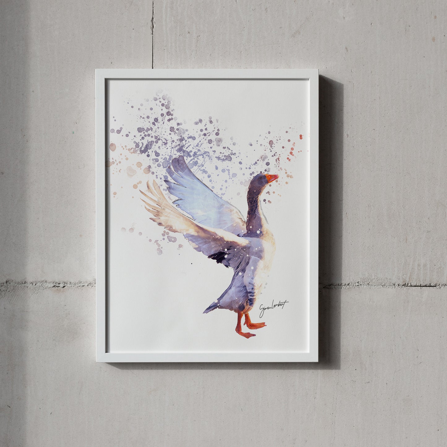 Goose Portrait Splatter Style Artwork Fine Art Print (Unframed)