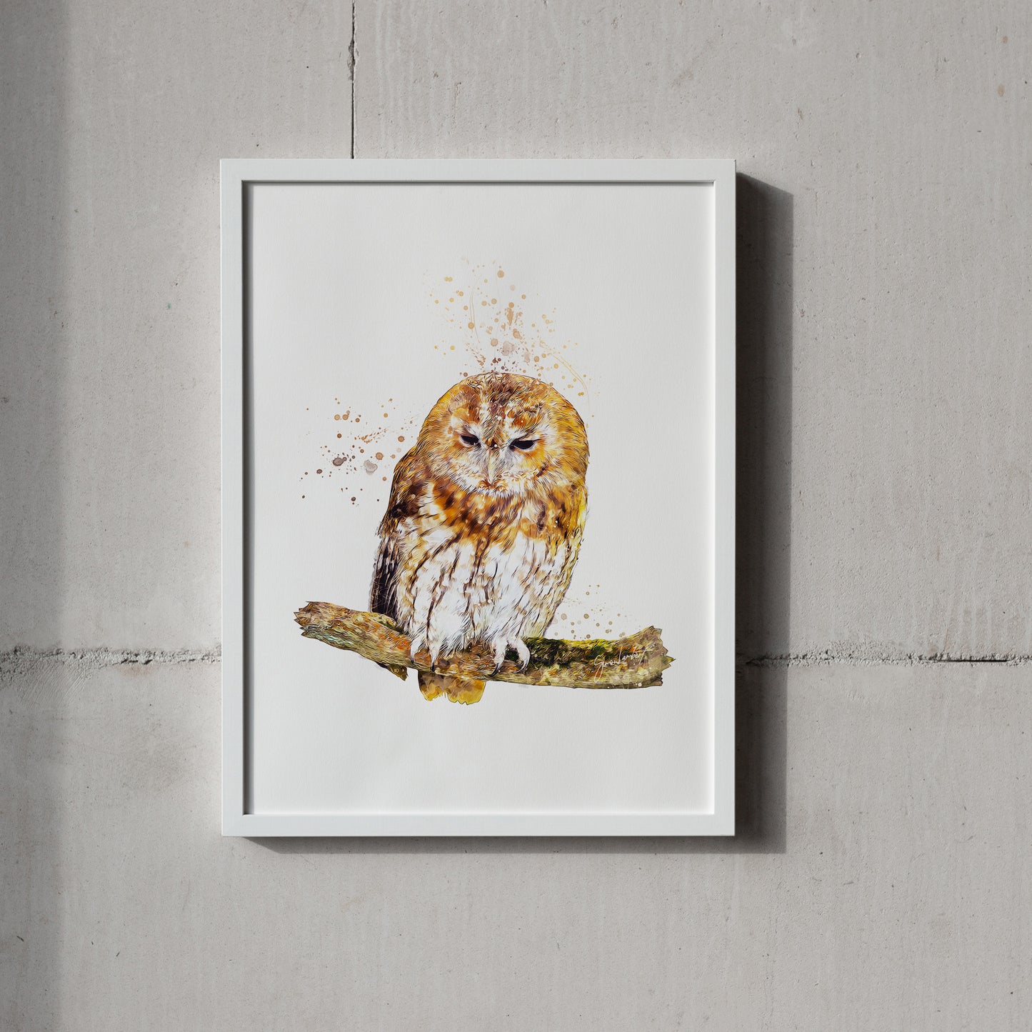 Owl Portrait Splatter Style Artwork Fine Art Print (Unframed)