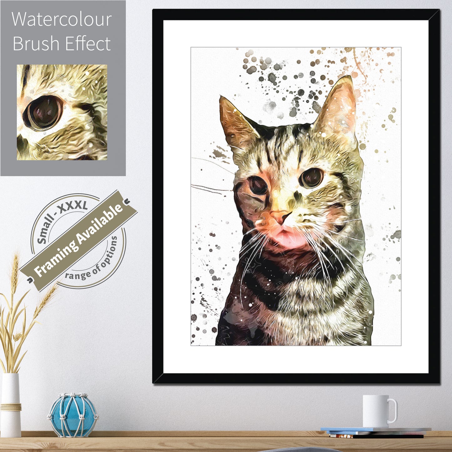 Personalised PET Portrait Print, Splatter Custom Painting Style, Dog Cat Horse Animal