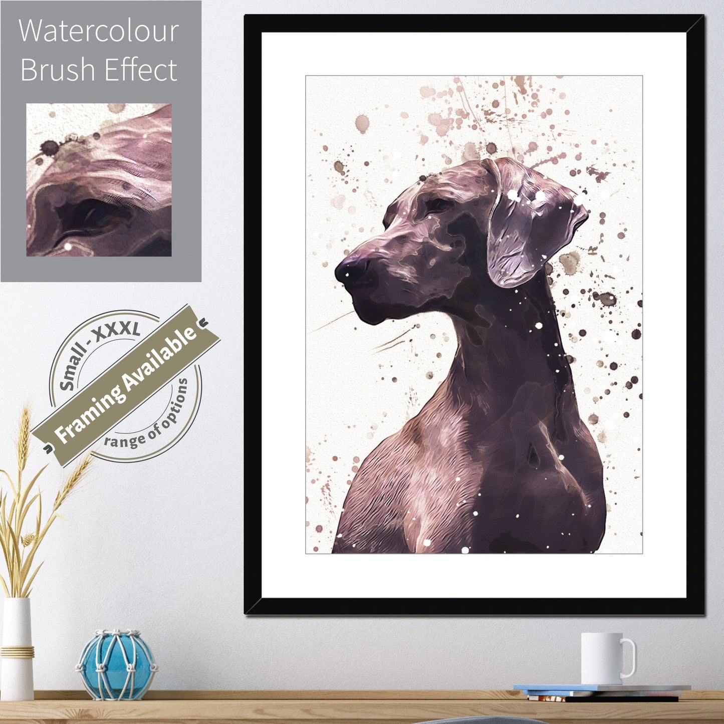 Personalised PET Portrait Print, Splatter Custom Painting Style, Dog Cat Horse Animal