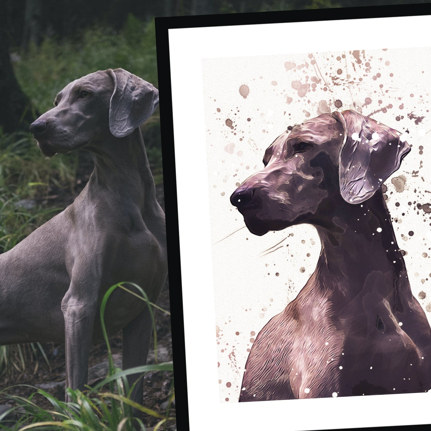 Personalised PET Portrait Print, Splatter Custom Painting Style, Dog Cat Horse Animal