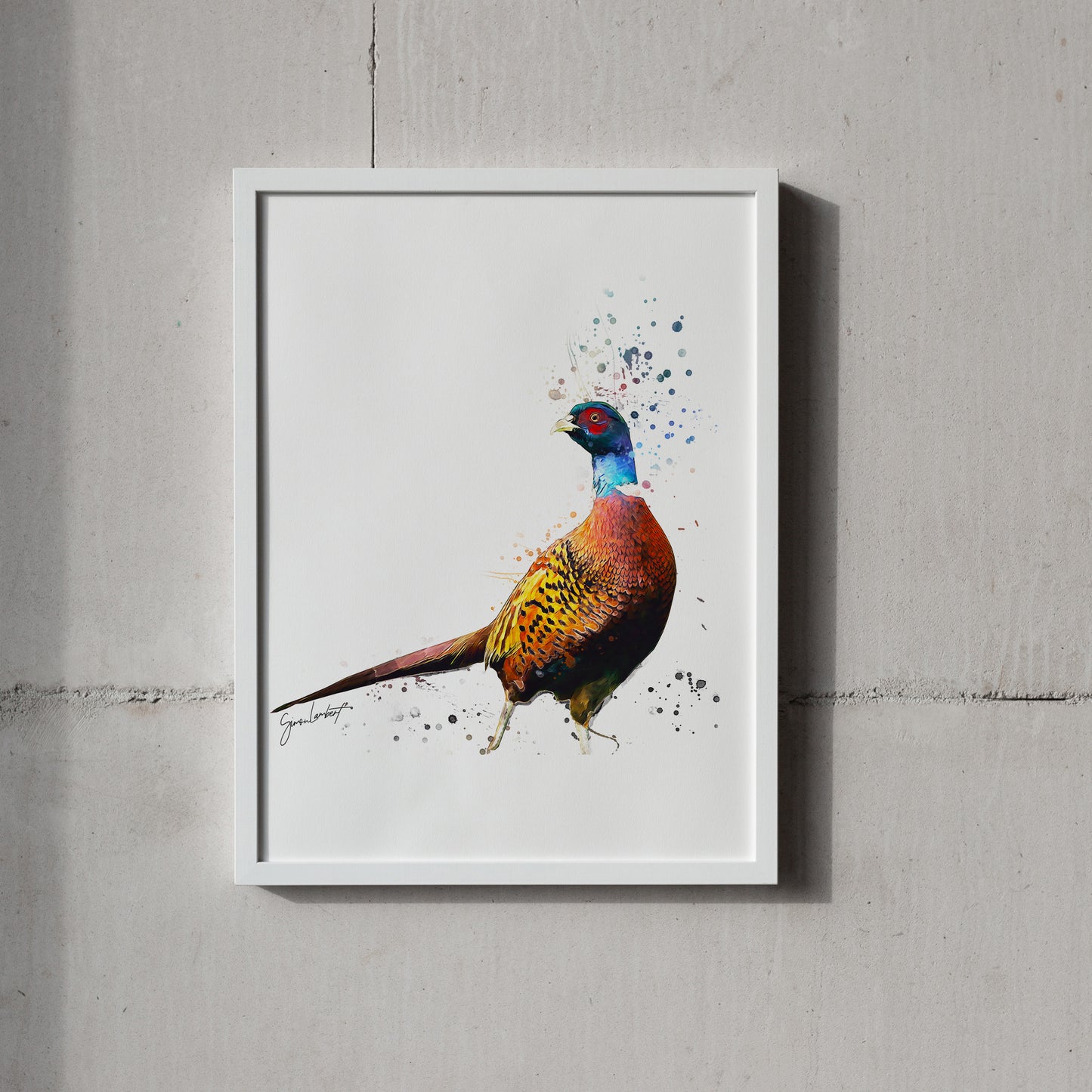 Pheasant Portrait Splatter Style Artwork Fine Art Print (Unframed)