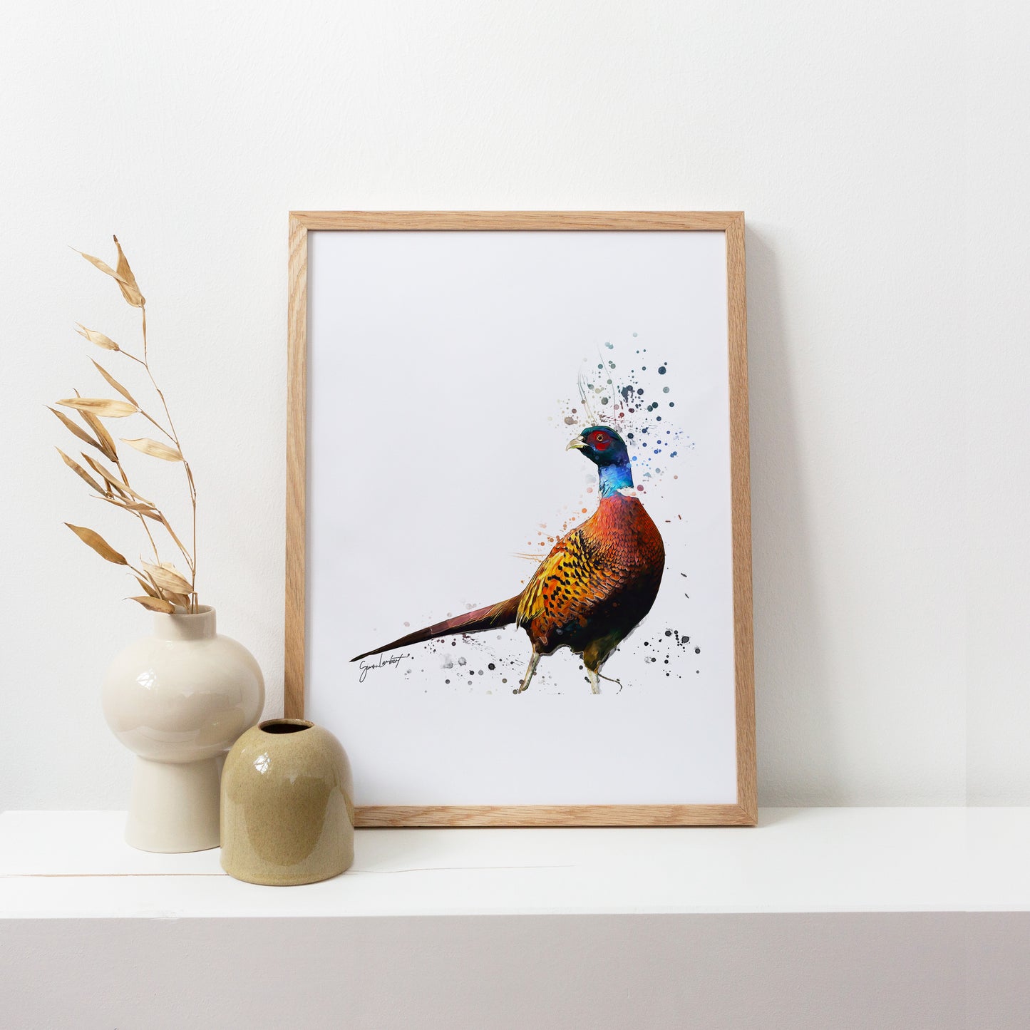 Pheasant Portrait Splatter Style Artwork Fine Art Print (Unframed)