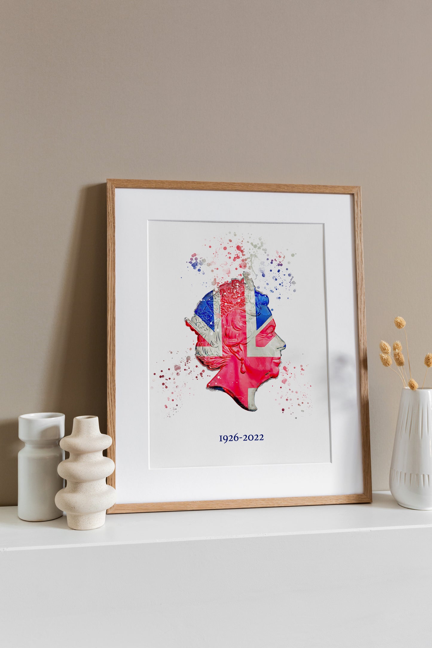 Queen Elizabeth II Commemorative Splatter Artwork Fine Art Print (Unframed)