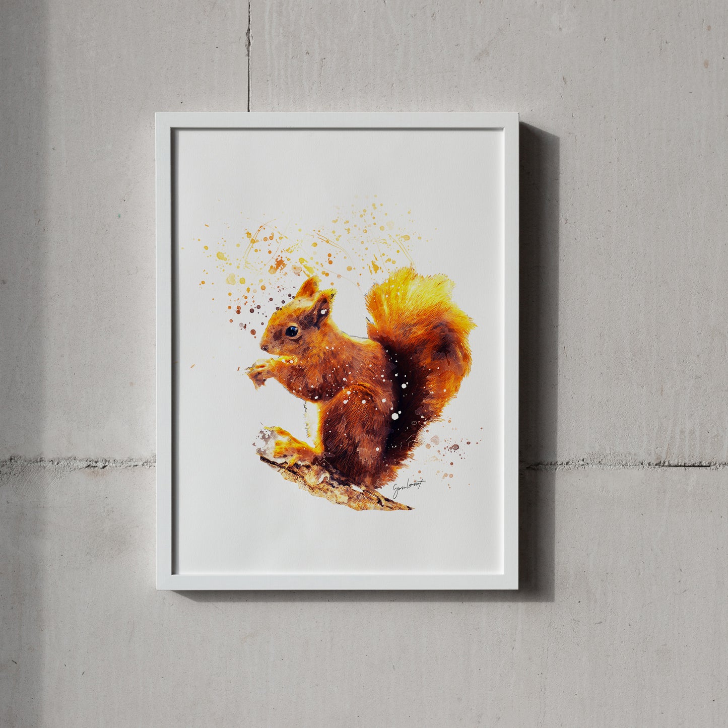 Red Squirrel Portrait Splatter Style Artwork Fine Art Print (Unframed)