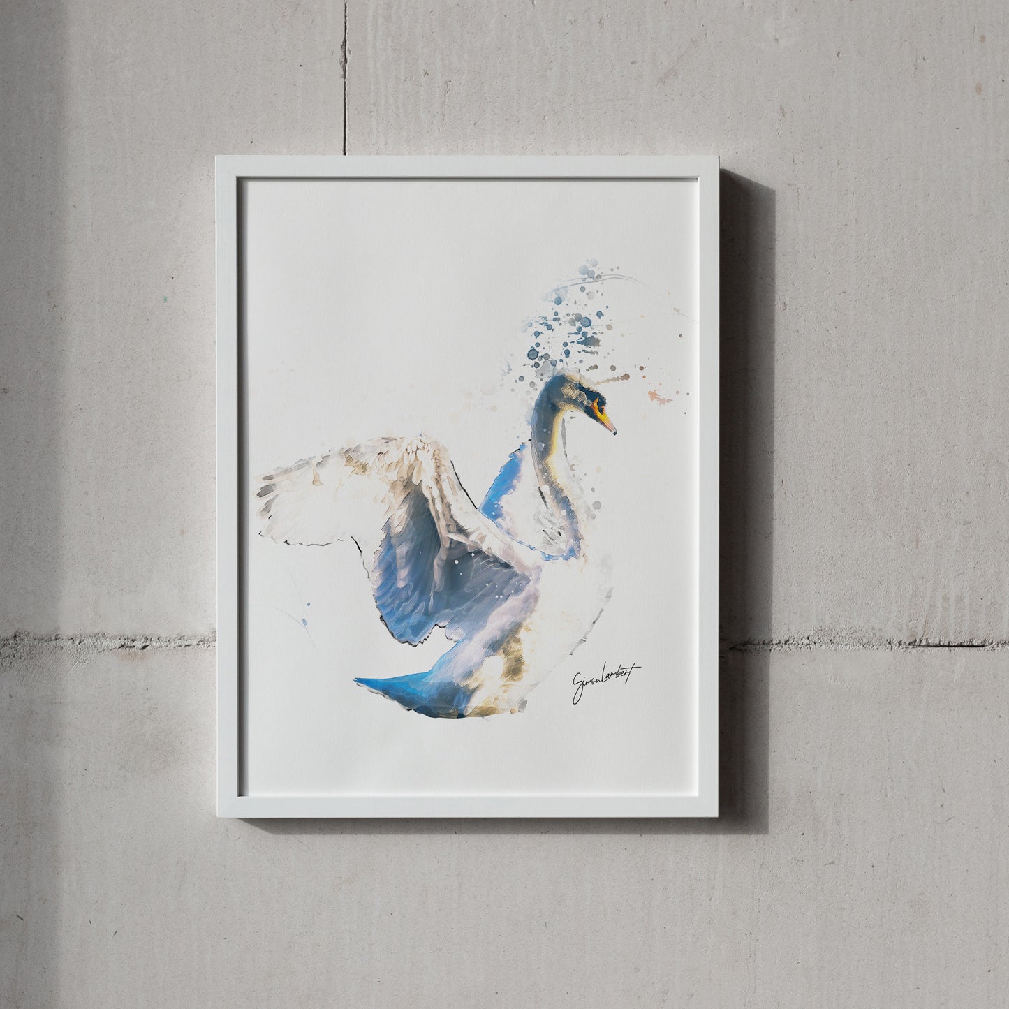 Swan Portrait Splatter Style Artwork Fine Art Print (Unframed)