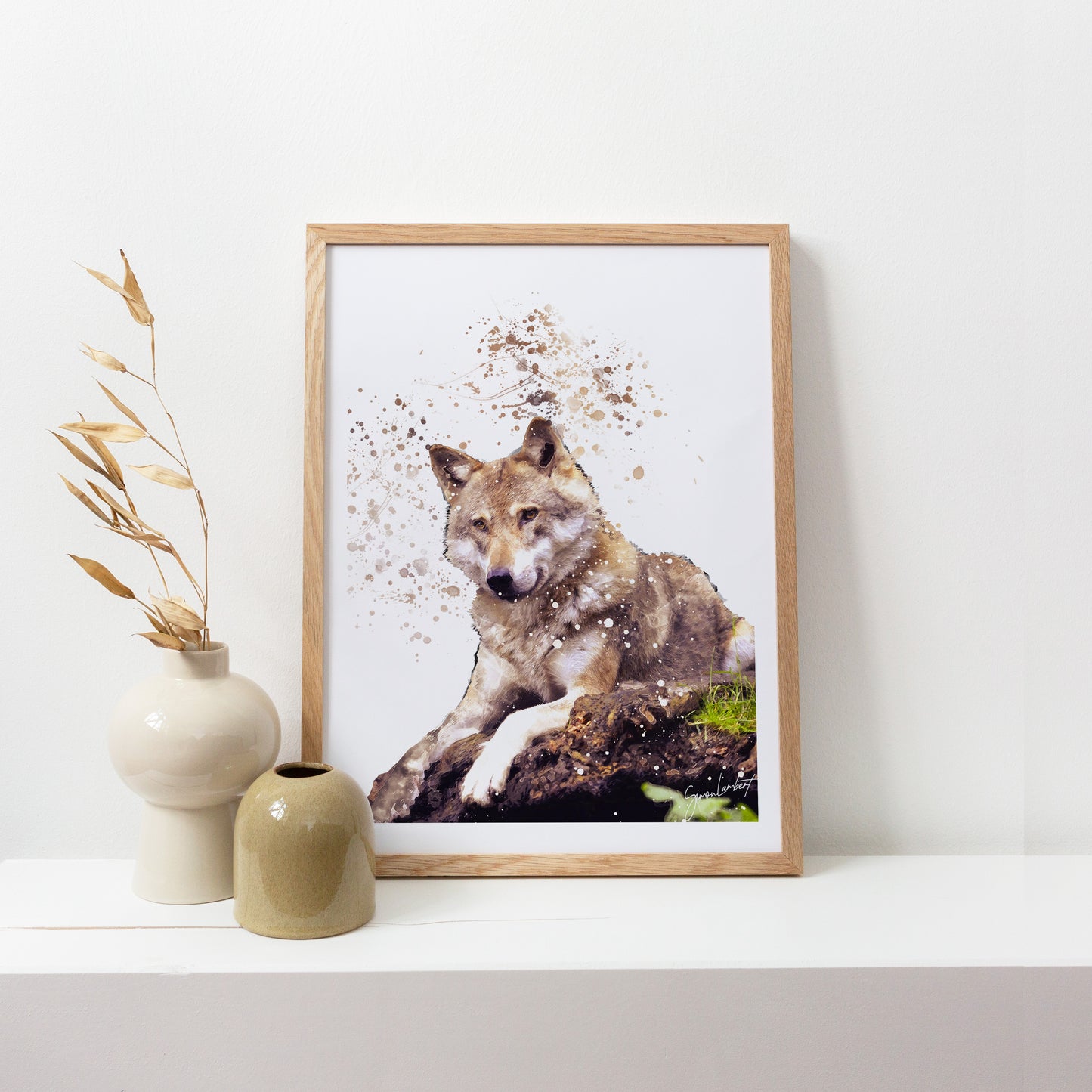 Wolf Portrait Splatter Style Artwork Fine Art Print (Unframed)