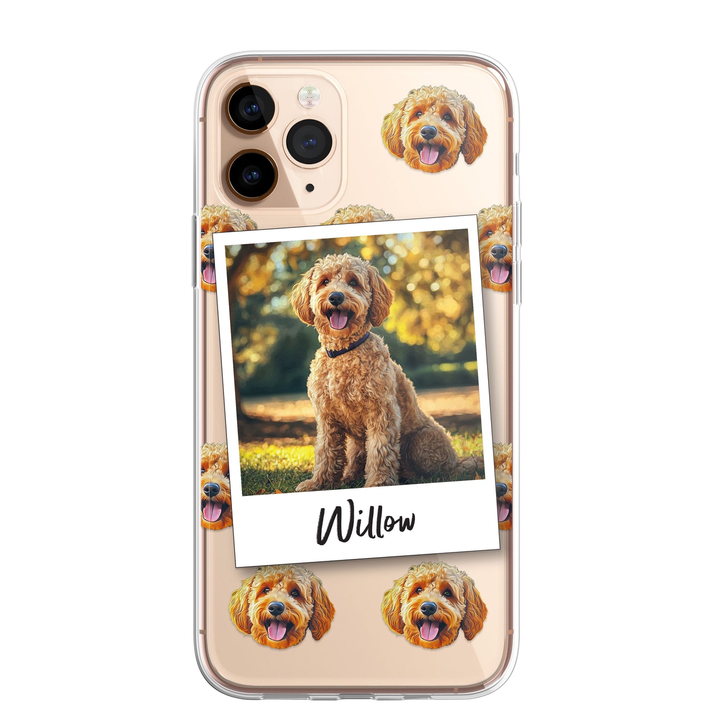 Personalised Pet Dog Cat Animal Portrait Phone Case Cover in CLEAR Silicone with Custom Brush Effect for for for iPhone 16 15 14 13 12+ CUSTOMISE ONLINE