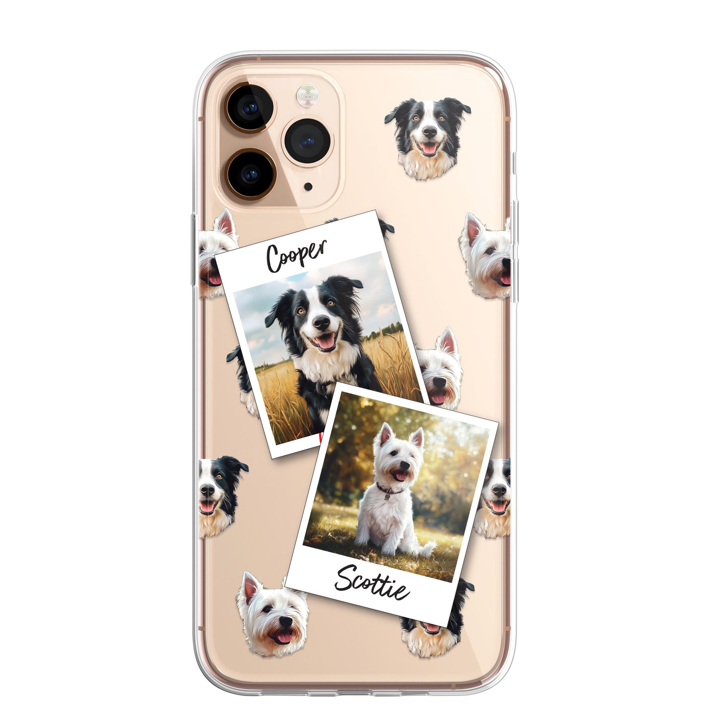 Personalised Pet Dog Cat Animal Portrait Phone Case Cover in CLEAR Silicone with Custom Brush Effect for for for iPhone 16 15 14 13 12+ CUSTOMISE ONLINE