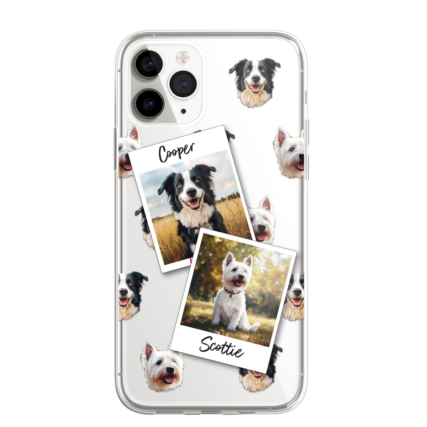 Personalised Pet Dog Cat Animal Portrait Phone Case Cover in CLEAR Silicone with Custom Brush Effect for for for iPhone 16 15 14 13 12+ CUSTOMISE ONLINE