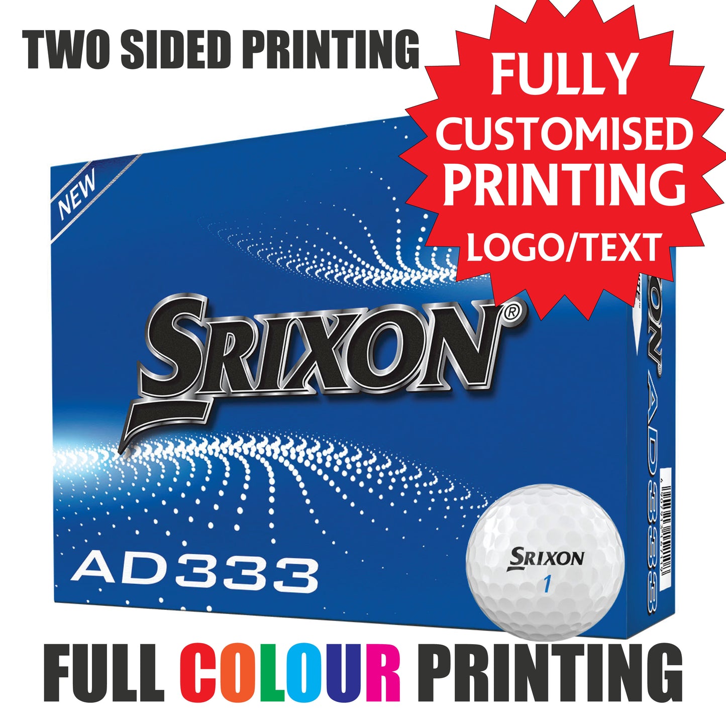 Personalised Golf Balls CUSTOM IMAGE/LOGO Titleist Pro V1 Callaway Srixon Taylor