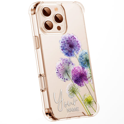 Personalised Floral Phone Case Custom Watercolour Pressed Flowers Luxury Cover, CLEAR Cover Roses iPhone 16 15 13 12 11 Plus Pro Samsung