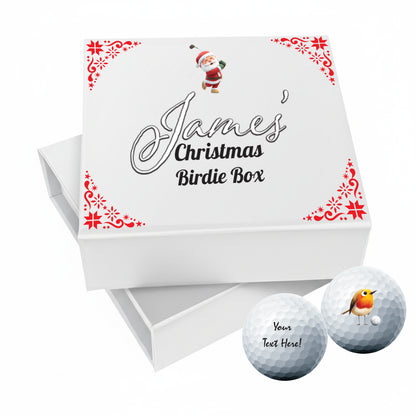 Christmas Design 2 Personalised Branded 9 Golf Ball Set in Customised Box - Themed Golfer's Gift, Father's Day, Retirement, Birthday