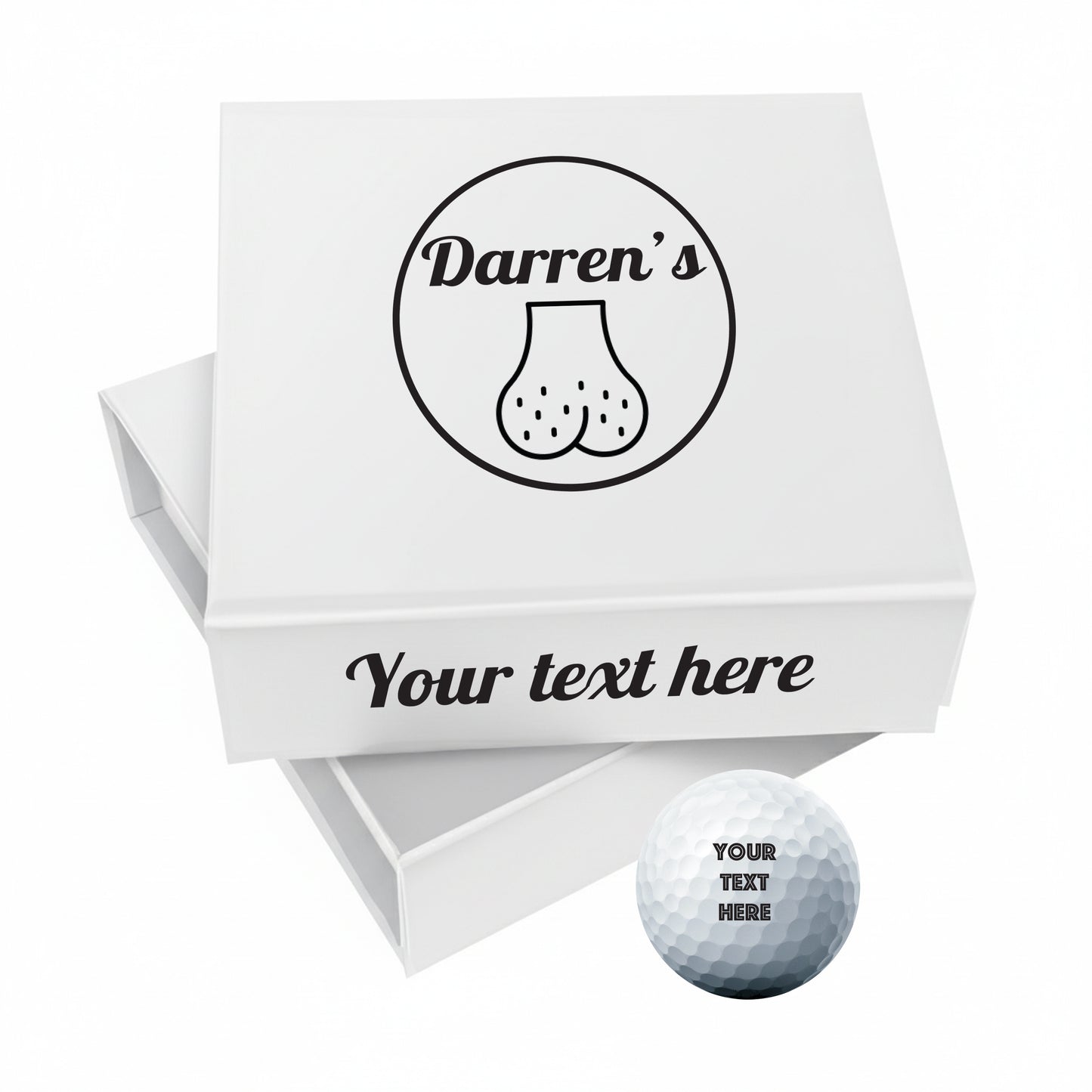 Personalised 9 Golf Ball Set in Customised Box - Joke Novelty "Custom Name's Balls!" with Branded Balls: Novelty Golfer's Gift, Father's Day, Birthday