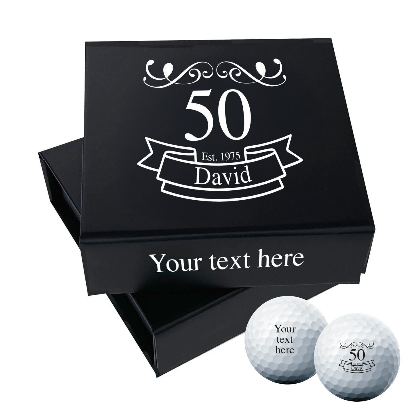 Happy Birthday Personalised Branded 9 Golf Ball Set in Customised Box - Golfer's Gift, Father's Day, Wedding Favour, Birthday