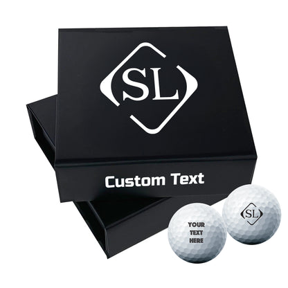 Personalised 9 Golf Ball Set in Customised Box - Your Own Monograms Initials with Branded Balls: Novelty Golfer's Gift, Father's Day, Birthday