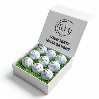 Personalised 9 Golf Ball Set in Customised Box - Your Own Monograms Initials with Branded Balls: Novelty Golfer's Gift, Father's Day, Birthday