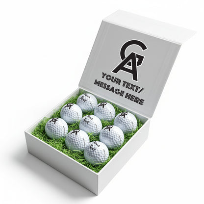 Personalised 9 Golf Ball Set in Customised Box - Your Own Monograms Initials with Branded Balls: Novelty Golfer's Gift, Father's Day, Birthday