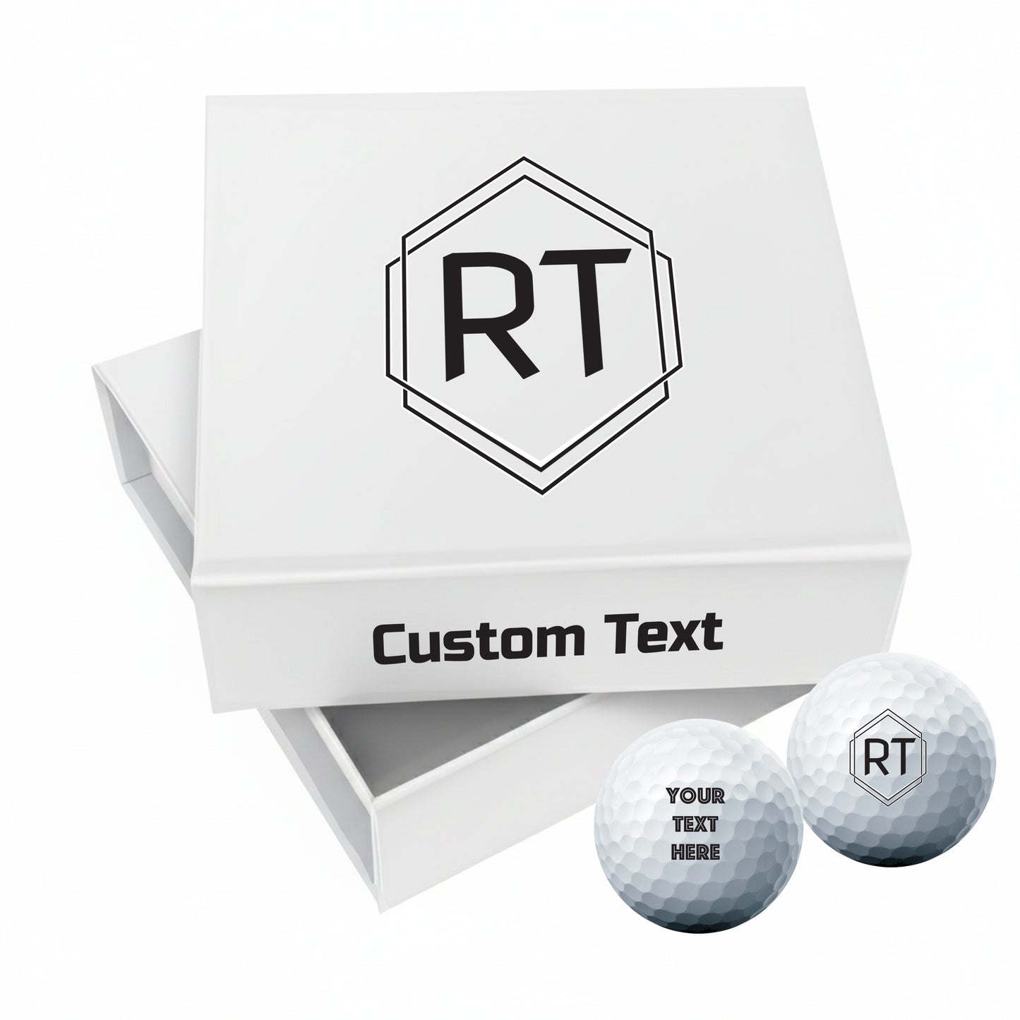 Personalised 9 Golf Ball Set in Customised Box - Your Own Monograms Initials with Branded Balls: Novelty Golfer's Gift, Father's Day, Birthday