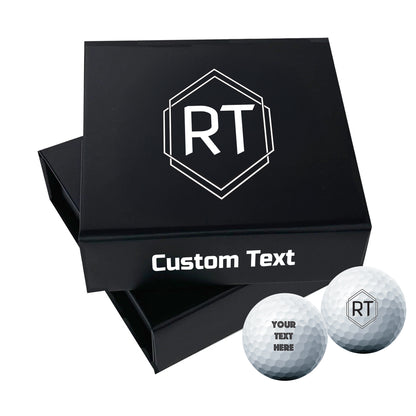 Personalised 9 Golf Ball Set in Customised Box - Your Own Monograms Initials with Branded Balls: Novelty Golfer's Gift, Father's Day, Birthday