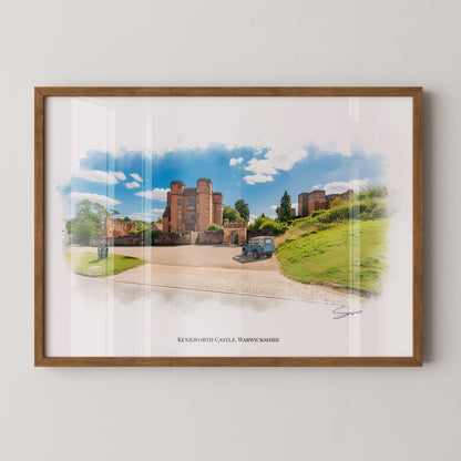 Kenilworth, Warwickshire Local Landmark Print - Kenilworth Castle by Simon Lambert. Framed or Unframed Print Various Sizes