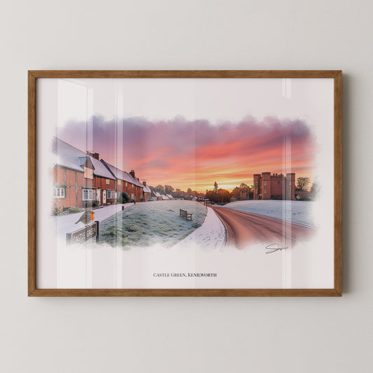 Kenilworth, Warwickshire Local Landmark Print - Castle Green Kenilworth by Simon Lambert. Framed or Unframed Print Various Sizes