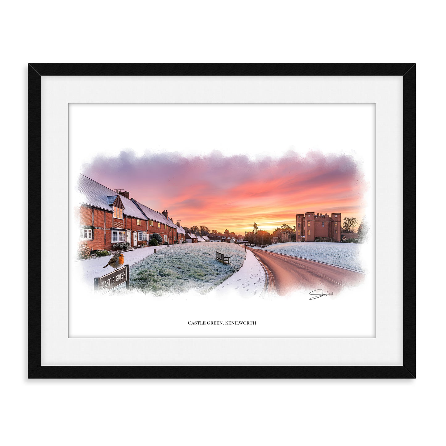 Kenilworth, Warwickshire Local Landmark Print - Castle Green Kenilworth by Simon Lambert. Framed or Unframed Print Various Sizes