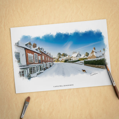 Kenilworth, Warwickshire Local Landmark Print - Castle Hill Kenilworth by Simon Lambert. Framed or Unframed Print Various Sizes