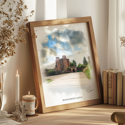 Kenilworth, Warwickshire Local Landmark Print - Kenilworth Castle by Simon Lambert. Framed or Unframed Print Various Sizes