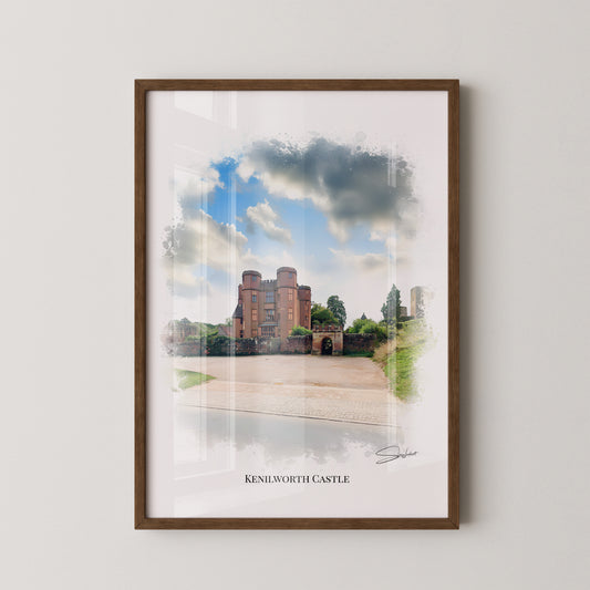 Kenilworth, Warwickshire Local Landmark Print - Kenilworth Castle by Simon Lambert. Framed or Unframed Print Various Sizes