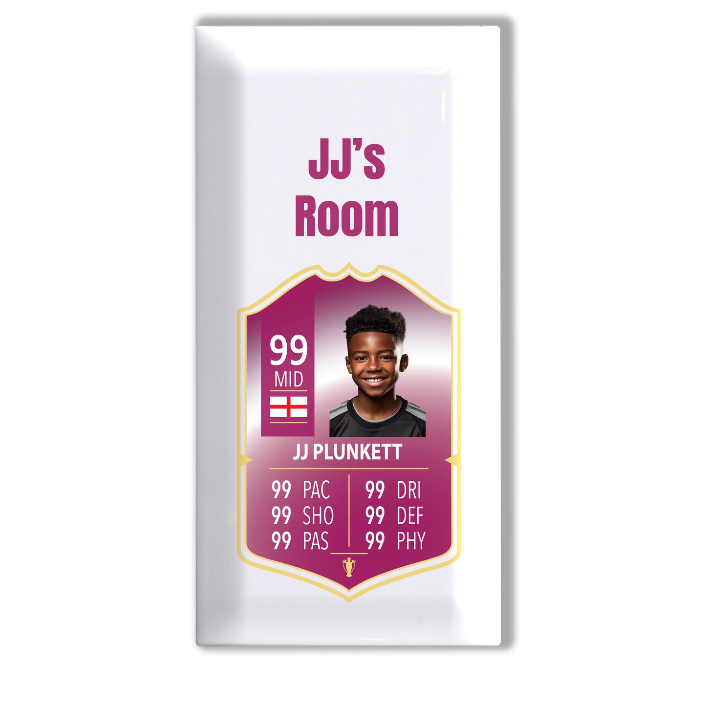 Personalised Premium Ceramic Children's Football Door Plaque - FIFA Card Style Football Gift TOTS Ultimate Team EA FC 24