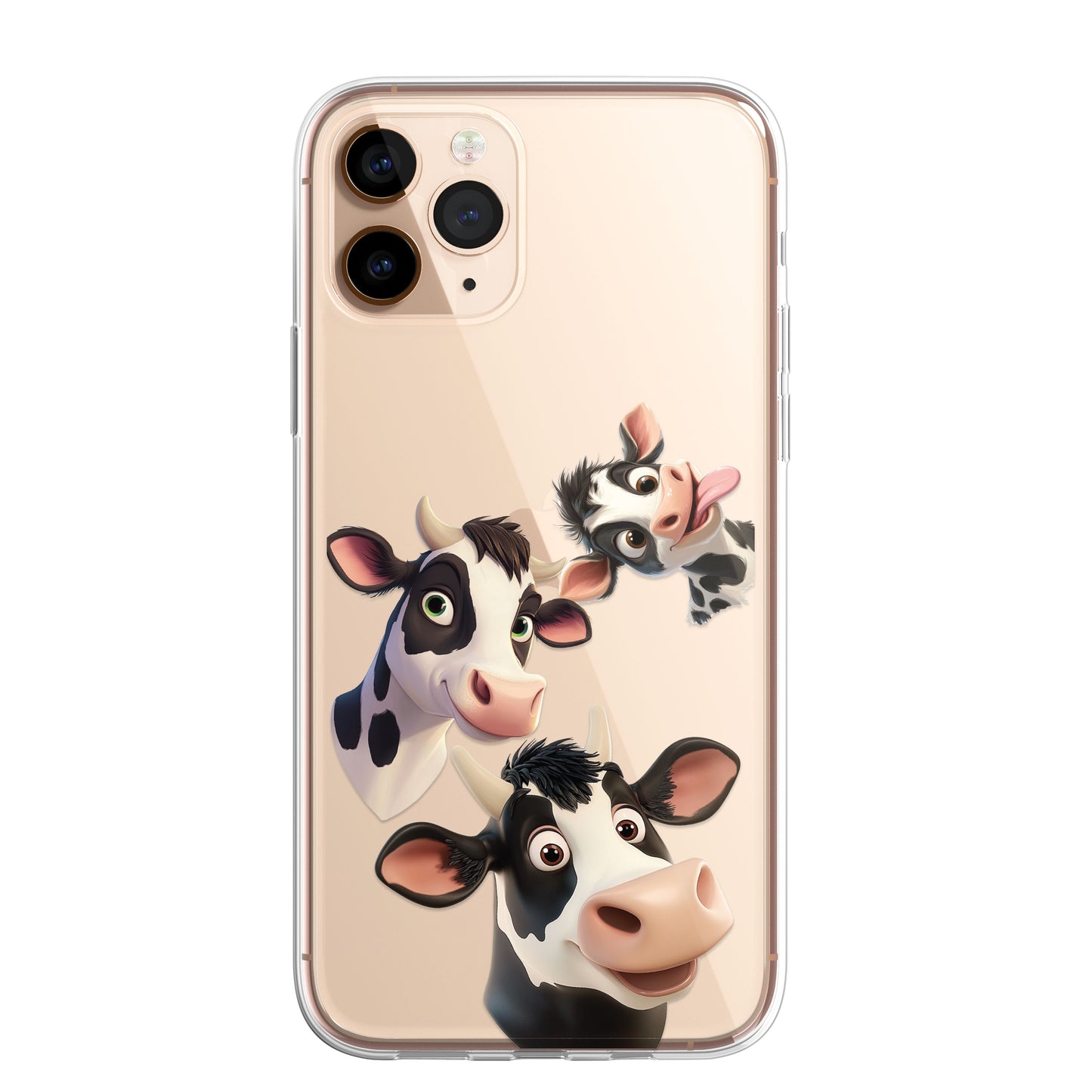 Cow Custom Cartoon Phone Case Personalised CLEAR Cute Family Splatter Phone Cover Case for iPhone 16 15 14 13 12 11