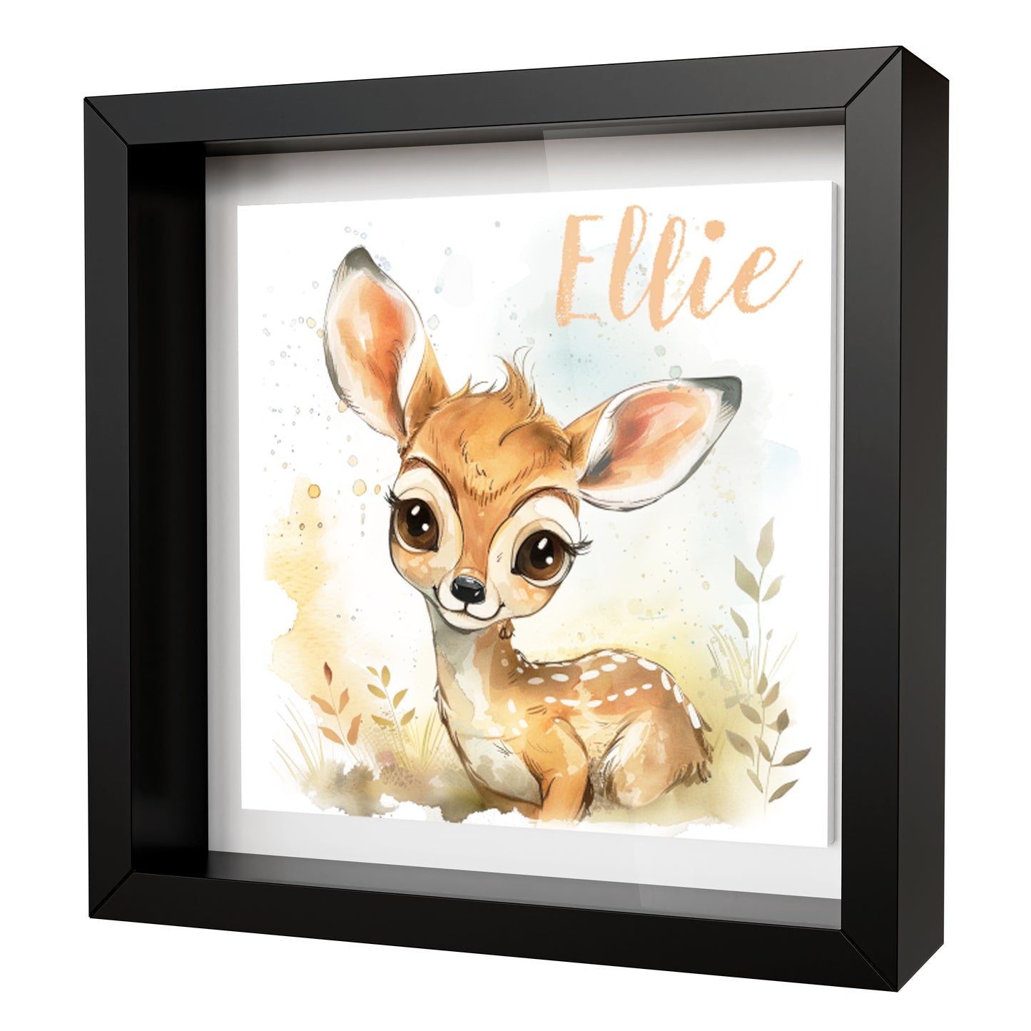 Personalised Baby Deer Artwork - Framed CERAMIC TILE Print