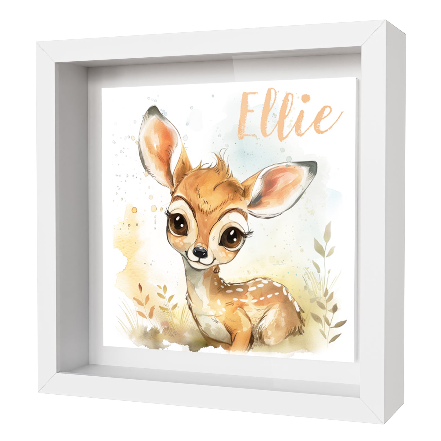 Personalised Baby Deer Artwork - Framed CERAMIC TILE Print