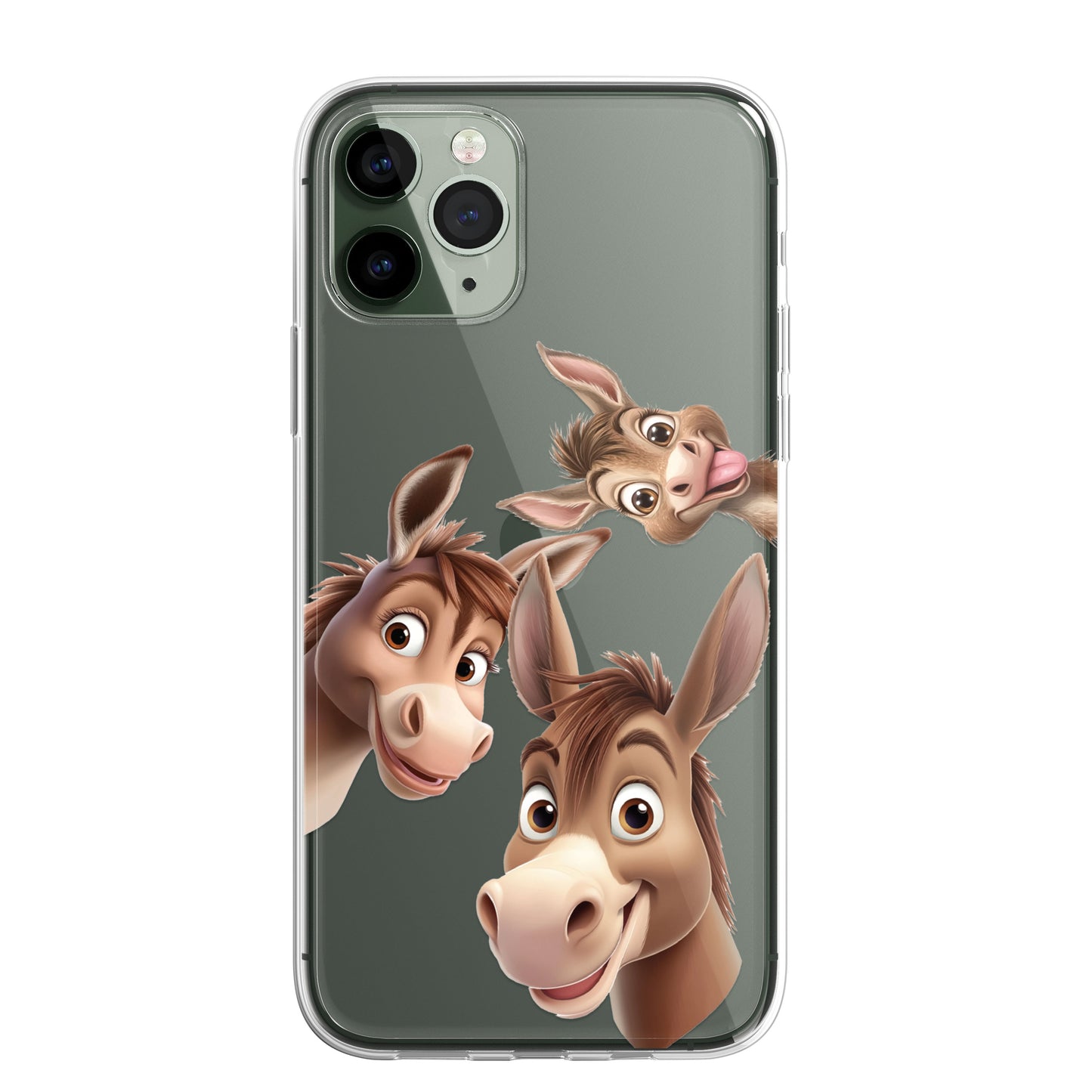 Donkey Custom Cartoon Phone Case Personalised CLEAR Cute Family Splatter Phone Cover Case for iPhone 16 15 14 13 12 11