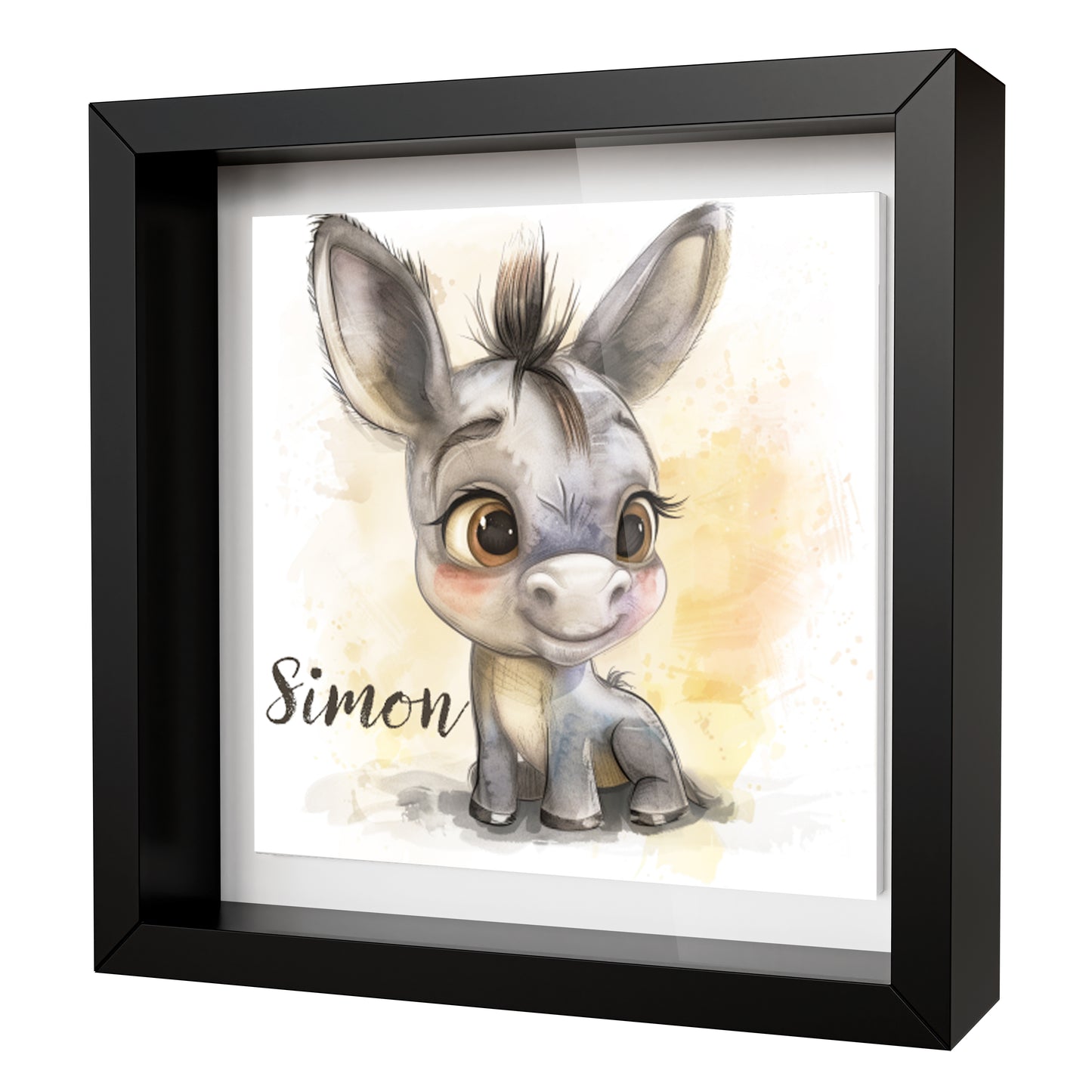 Personalised Baby Donkey Artwork - Framed CERAMIC TILE Print