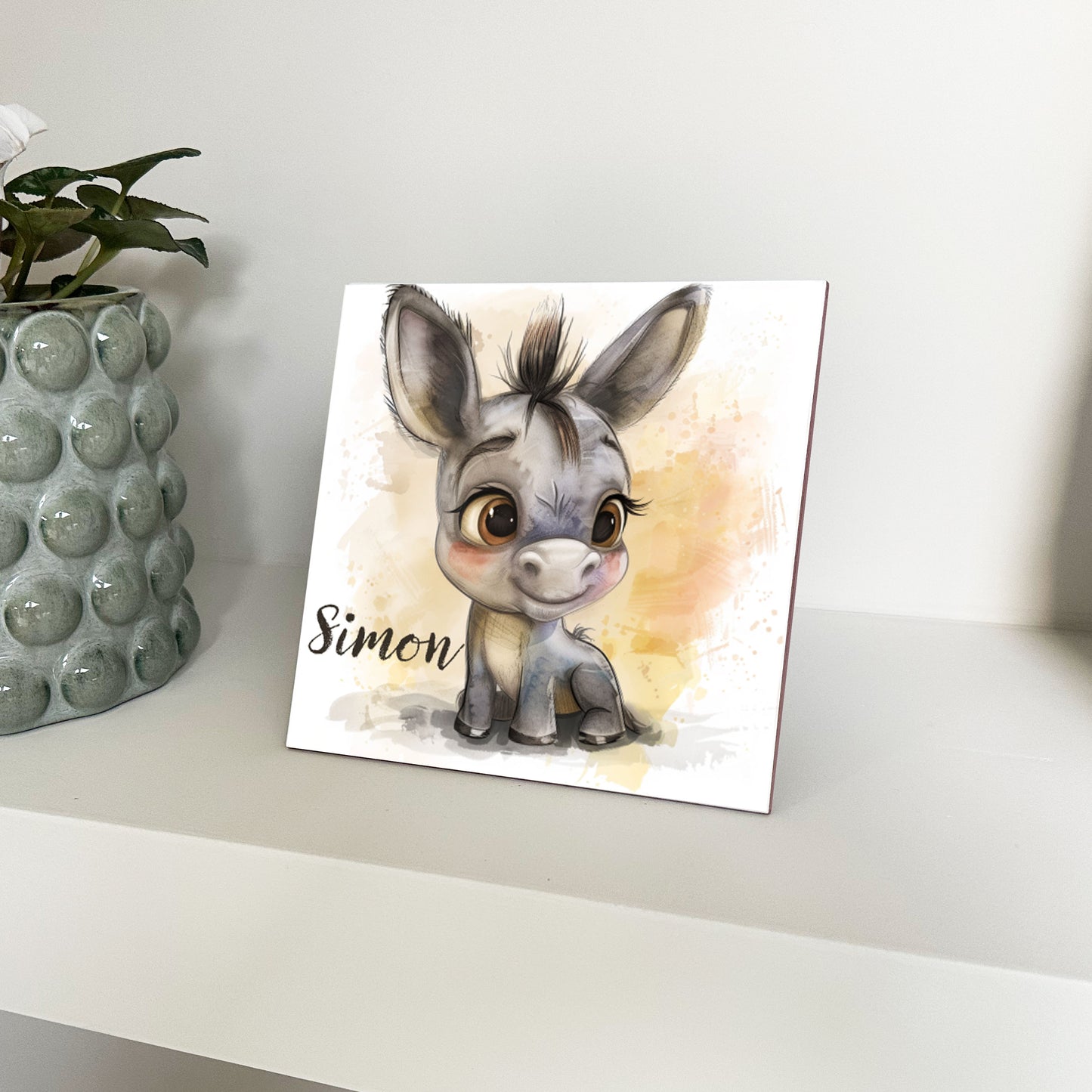 Personalised Baby Donkey Artwork - Framed CERAMIC TILE Print